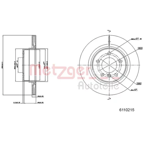 Brzdový kotúč 6110215 /METZGER/