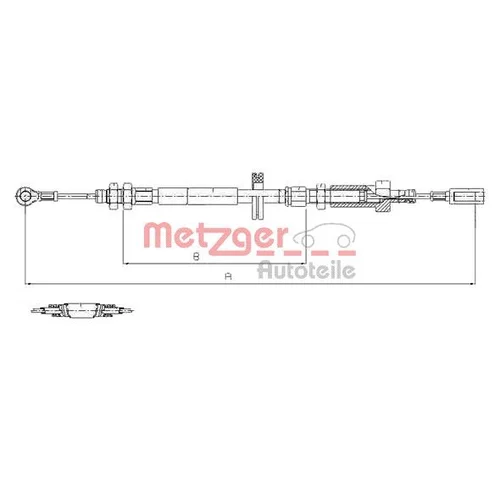 Ťažné lanko parkovacej brzdy METZGER 1171.7