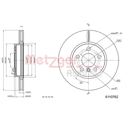 Brzdový kotúč METZGER 6110762