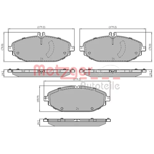 Sada brzdových platničiek kotúčovej brzdy METZGER 1170963 - obr. 2