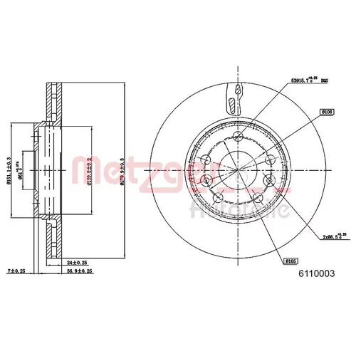 Brzdový kotúč METZGER 6110003 - obr. 1