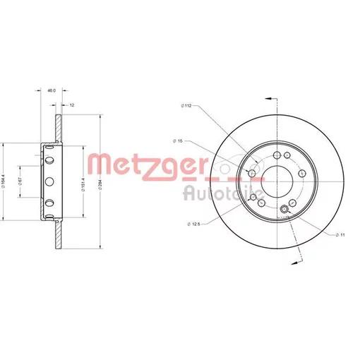 Brzdový kotúč METZGER 6110325