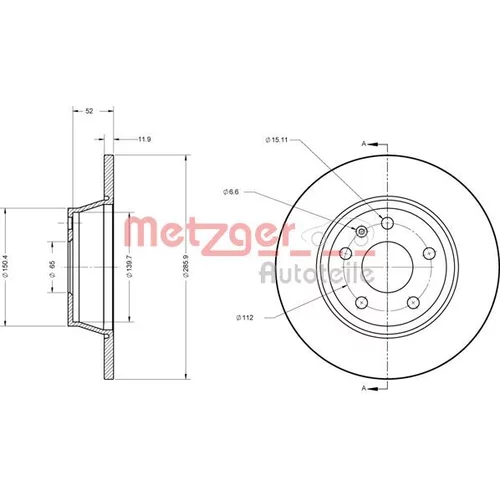 Brzdový kotúč METZGER 6110574