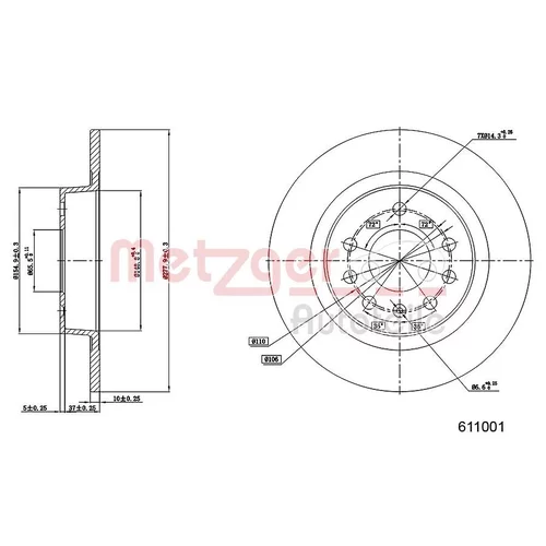 Brzdový kotúč METZGER 6111001 - obr. 2