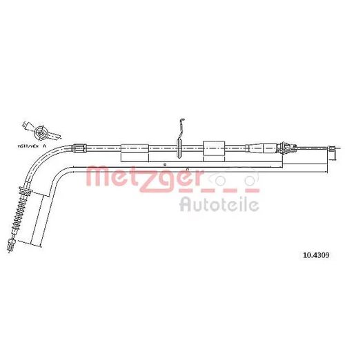 Ťažné lanko parkovacej brzdy METZGER 10.4309