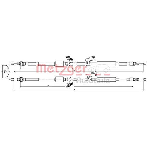 Ťažné lanko parkovacej brzdy METZGER 10.5452