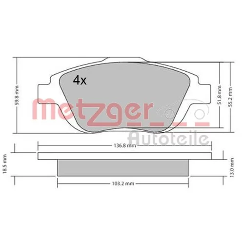 Sada brzdových platničiek kotúčovej brzdy METZGER 1170326