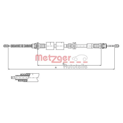 Ťažné lanko parkovacej brzdy METZGER 11.5507