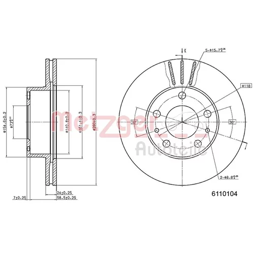 Brzdový kotúč METZGER 6110104