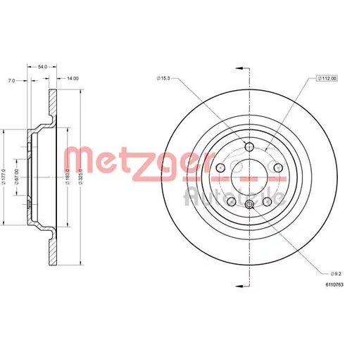 Brzdový kotúč METZGER 6110763 - obr. 1