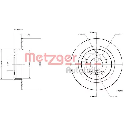 Brzdový kotúč METZGER 6110782