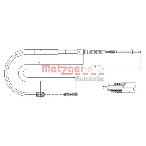 Ťažné lanko parkovacej brzdy METZGER 11.6025