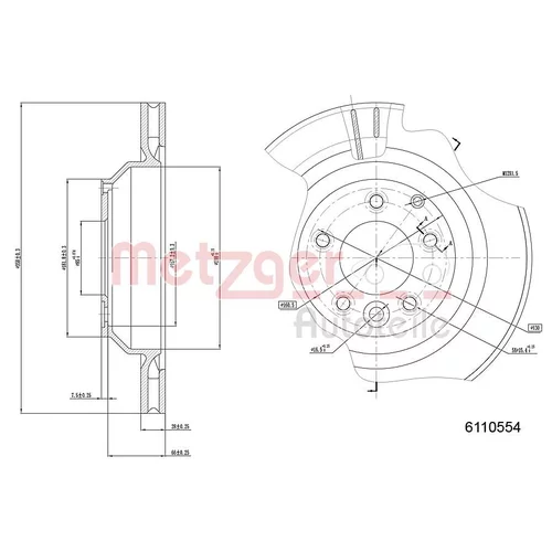 Brzdový kotúč METZGER 6110554