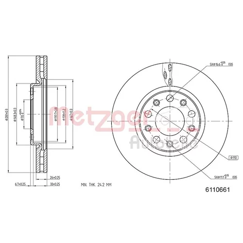 Brzdový kotúč METZGER 6110661