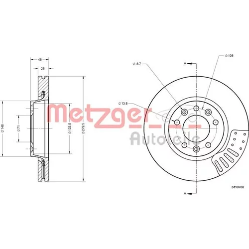 Brzdový kotúč METZGER 6110788