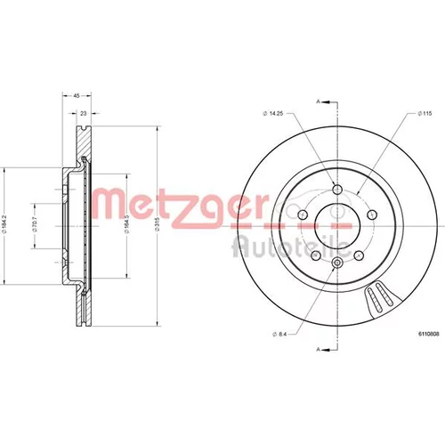 Brzdový kotúč METZGER 6110808 - obr. 1