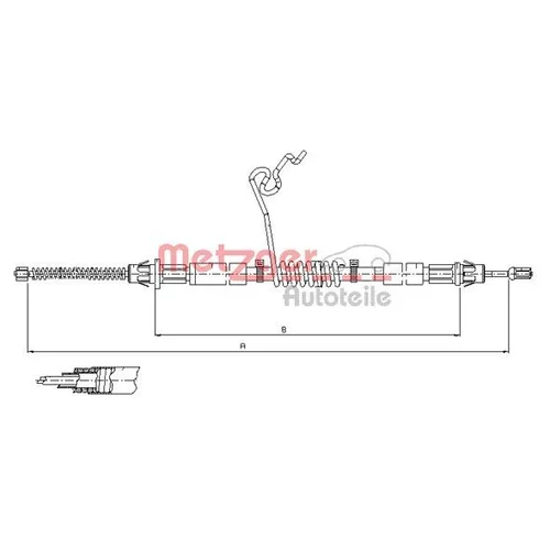 Ťažné lanko parkovacej brzdy METZGER 11.5668