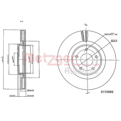 Brzdový kotúč METZGER 6110989 - obr. 1