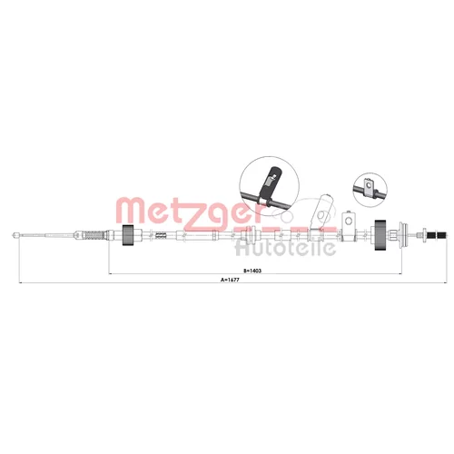 Ťažné lanko parkovacej brzdy METZGER 1E.LR003