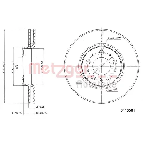 Brzdový kotúč 6110561 /METZGER/