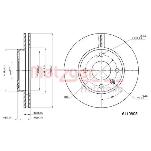 Brzdový kotúč METZGER 6110805