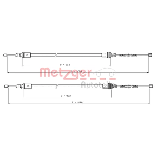 Ťažné lanko parkovacej brzdy METZGER 10.9337