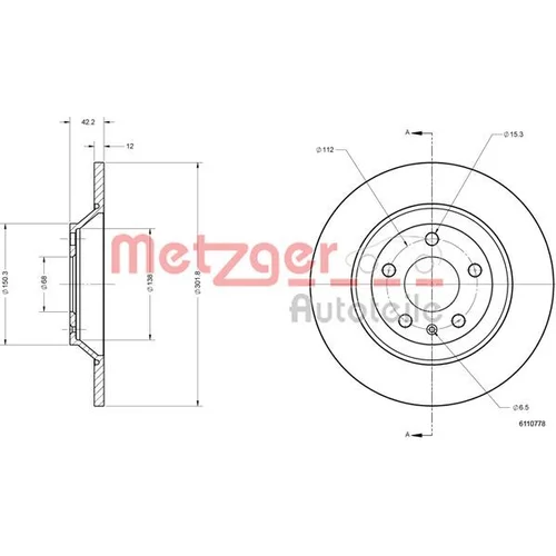 Brzdový kotúč METZGER 6110778