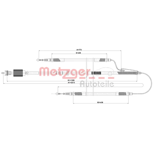 Ťažné lanko parkovacej brzdy METZGER 11.5845