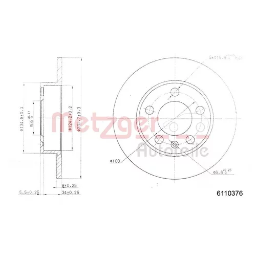 Brzdový kotúč METZGER 6110376