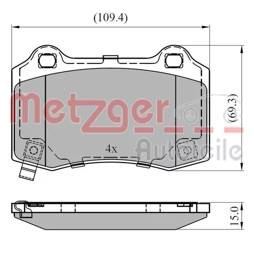 Sada brzdových platničiek kotúčovej brzdy METZGER 1170964 - obr. 2