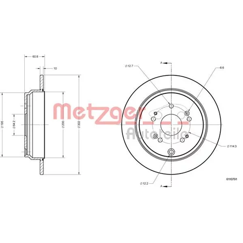 Brzdový kotúč METZGER 6110791