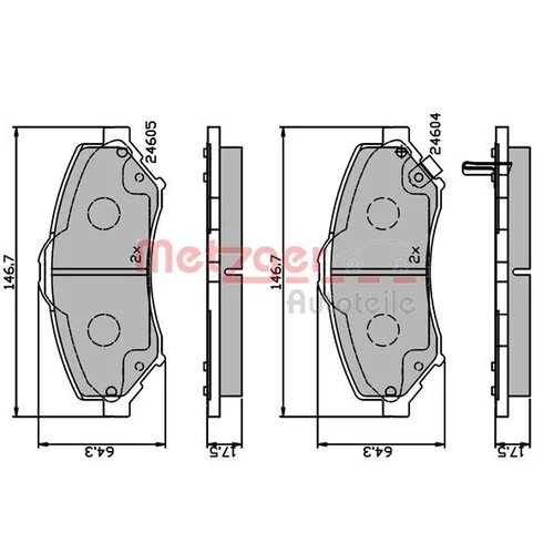Sada brzdových platničiek kotúčovej brzdy METZGER 1170883