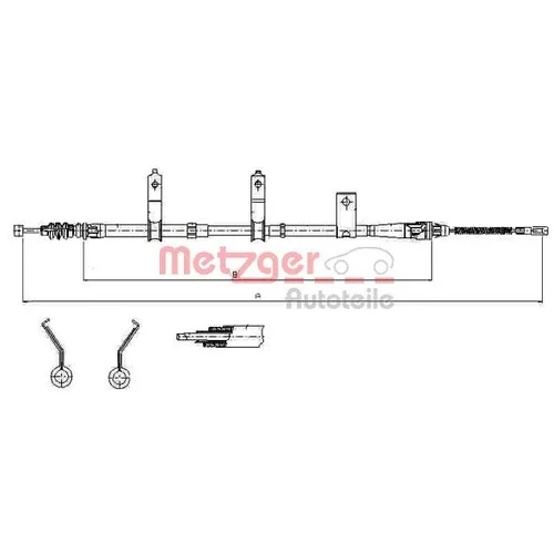 Ťažné lanko parkovacej brzdy METZGER 17.6031