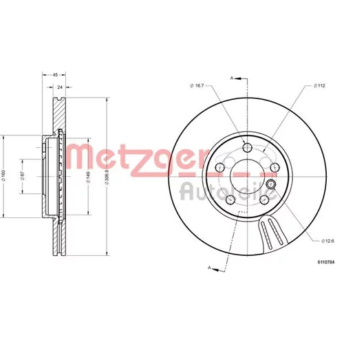 Brzdový kotúč METZGER 6110784