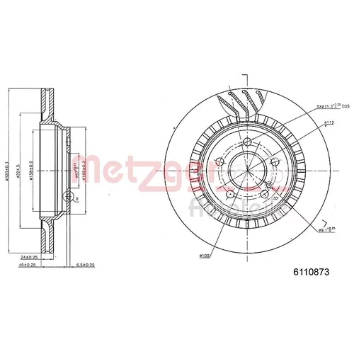 Brzdový kotúč METZGER 6110873