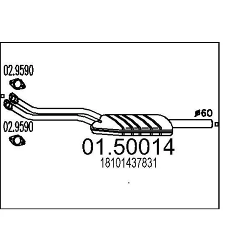 Stredný tlmič výfuku MTS 01.50014