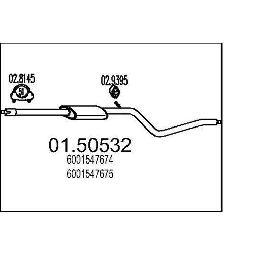 Stredný tlmič výfuku MTS 01.50532