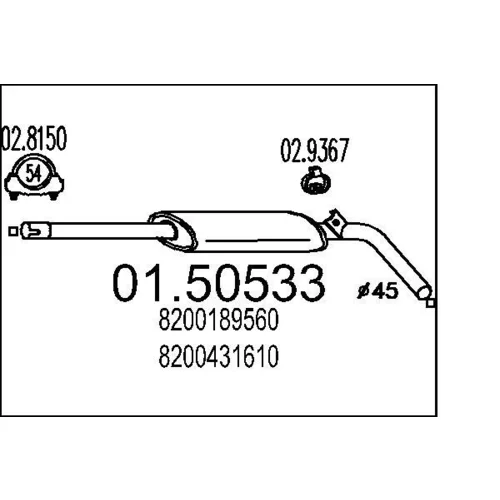 Stredný tlmič výfuku MTS 01.50533