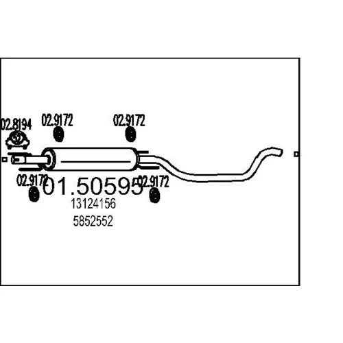 Stredný tlmič výfuku MTS 01.50595