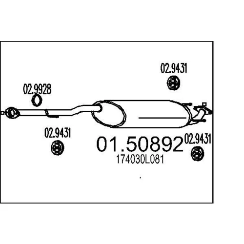 Stredný tlmič výfuku MTS 01.50892