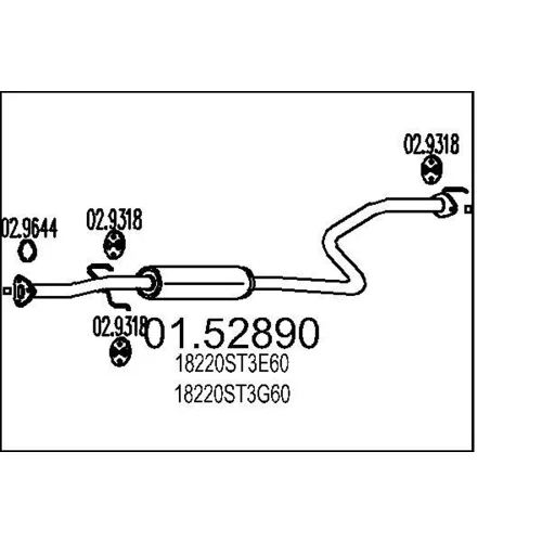 Stredný tlmič výfuku MTS 01.52890