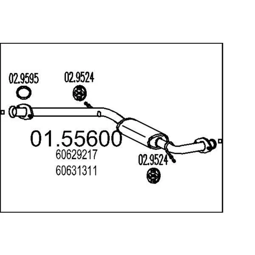 Stredný tlmič výfuku MTS 01.55600