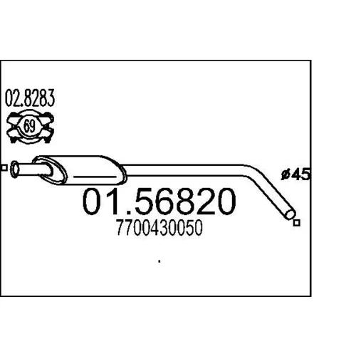 Stredný tlmič výfuku MTS 01.56820