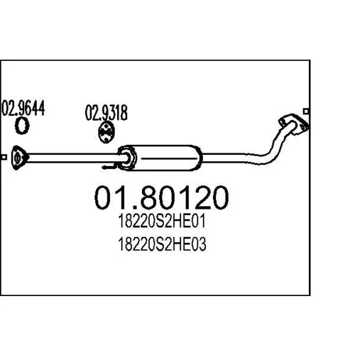 Stredný tlmič výfuku MTS 01.80120
