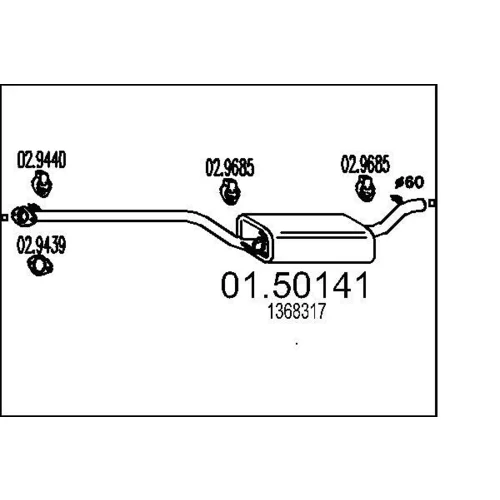 Stredný tlmič výfuku MTS 01.50141