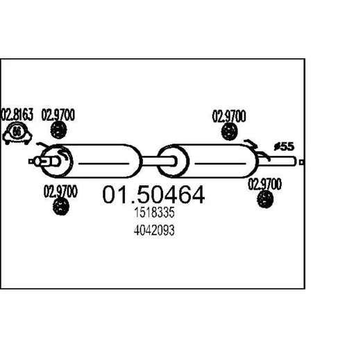 Stredný tlmič výfuku MTS 01.50464