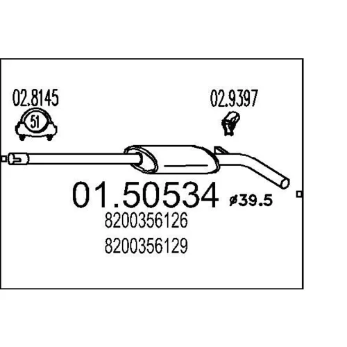 Stredný tlmič výfuku MTS 01.50534