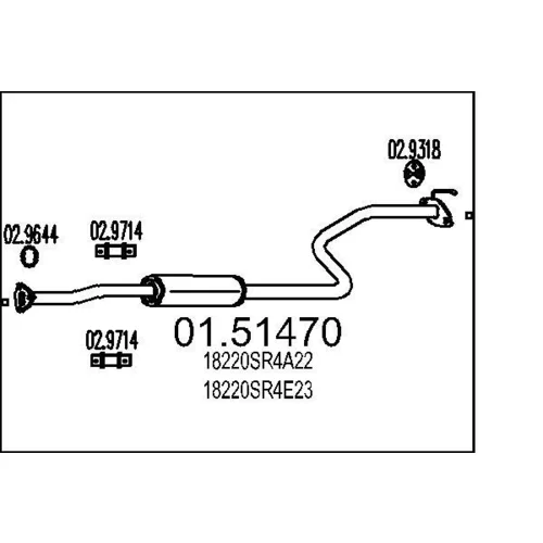 Stredný tlmič výfuku MTS 01.51470