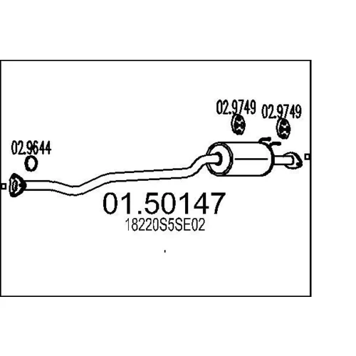 Stredný tlmič výfuku MTS 01.50147