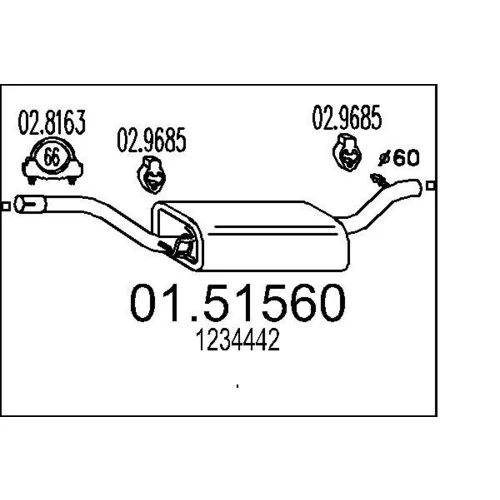 Stredný tlmič výfuku MTS 01.51560